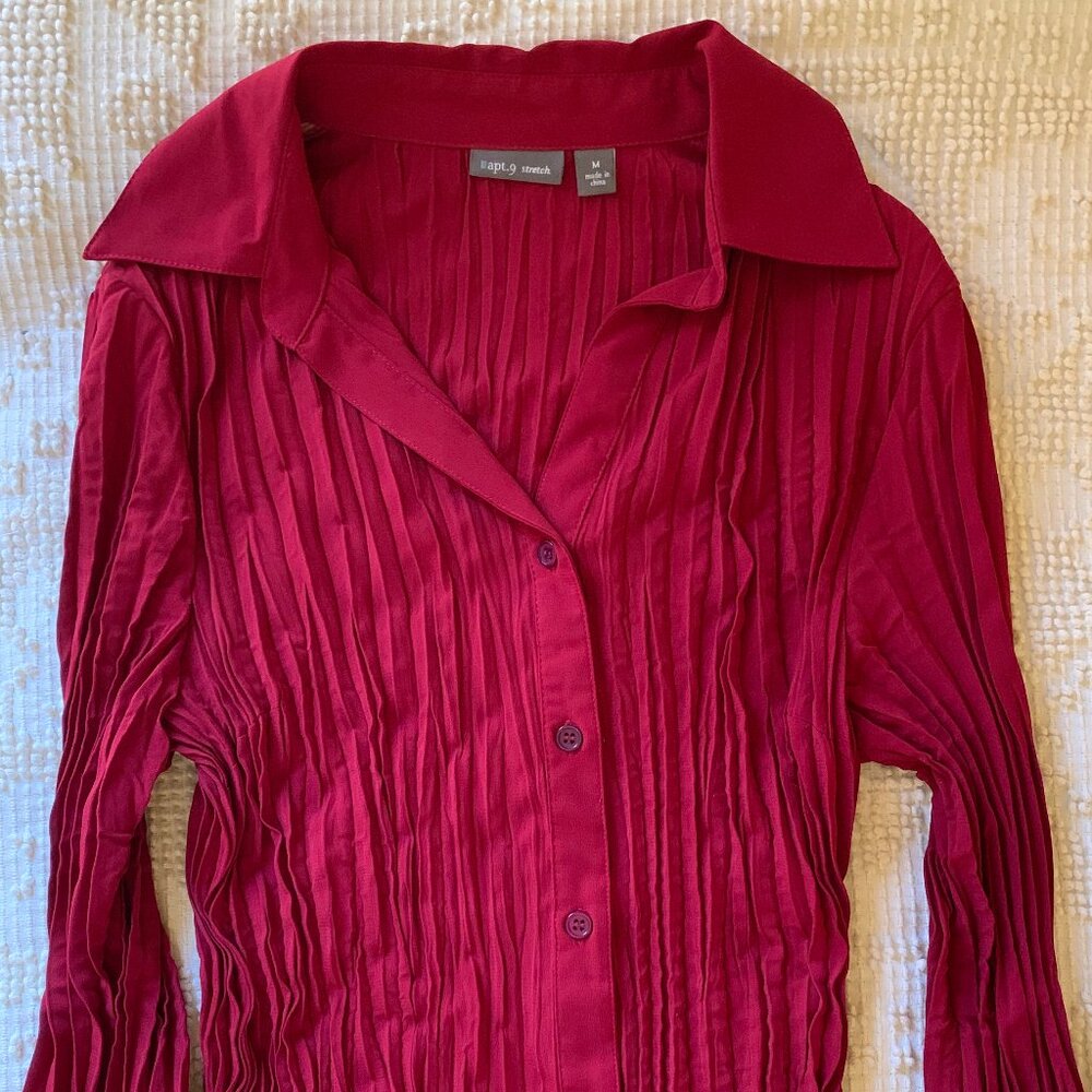 Apt. 9 Red Stretch Button Down Shirt Size M